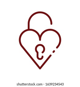 Love Lock Valentine Day Line Icon