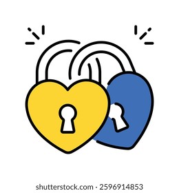 Love Lock vector filled outline icon. EPS 10 file