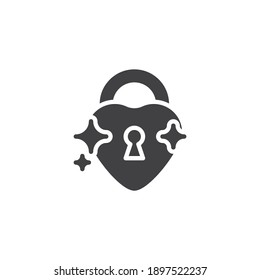 Liebesschloss, Vektorsymbol. volles Flachzeichen für mobiles Konzept und Webdesign. Valentinstag Herz-Taste Glyph-Symbol. Symbol, Logo-Abbildung. Vektorgrafik