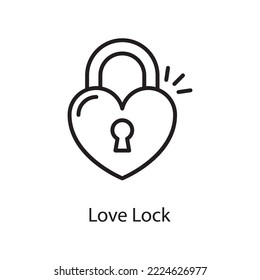 Love Lock Vector Outline Icon Design illustration. Love Symbol on White background EPS 10 File