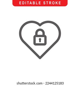 Love Locked Outline Icon. Love Locked Line Art Logo. Vector Illustration. Isolated on White Background. Editable Stroke