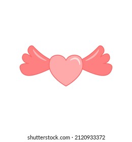 Love logo in 2d style. love icon with angel wings. Vector illustration.