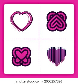 Love logo with 3d theme, barcode and stacked lines. Can be used for business romance, wedding organizer, matchmaking agency, invitation, valentine, girls stuff