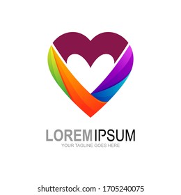 Logotipo de amor con plantilla de diseño abstracto, icono del logotipo médico