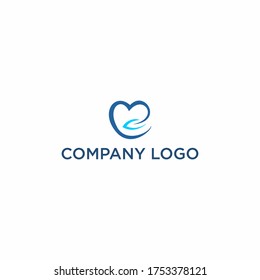 logotipo de amor con una combinación de plantillas de logotipo de hoja