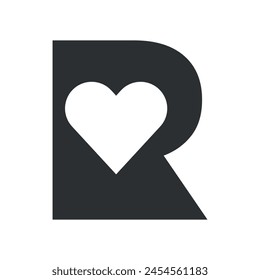 Love logo Logo combine with letter R vector template