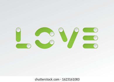 Love Logo as Composition of Blank On Off Toggle Switch Buttons Valentines Day Creative Concept - Green on White Background - Vector Gradient Graphic Design