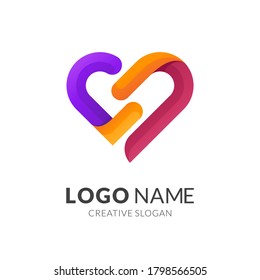love logo concept, modern 3d logo style in gradient vibrant colors
