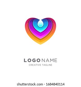 Love logo. Creative colorful love and water drop logo