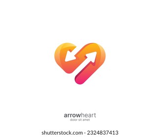 Logo de amor. Logotipo de combinación creativa amor y flecha