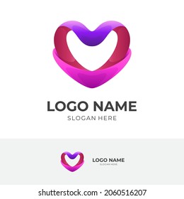 love logo design with 3d colorful style