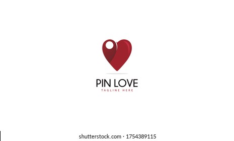 the love logo design is combined with the location pin symbol. vector