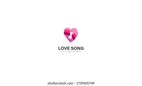diseño de logotipo de amor combinado con tono de nota. vector