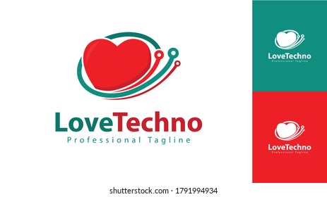 Love logo design combined technology concept. vector