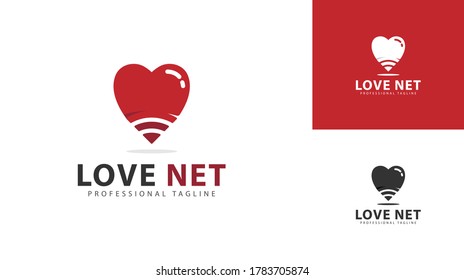 Love logo design combined with WiFi icon. There are also two color concepts. vector