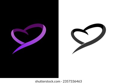 Ilustración abstracta del concepto de diseño del logotipo de amor. para plantillas, coloreadas y en blanco y negro. Etiquetas y otros usos