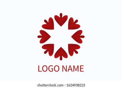 love logo design from cupid arrow heart icon shape geometrical formation like flower and mandala. For boutique, fashion, health, community, business company. 
