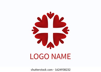 love logo design from cupid arrow heart icon shape geometrical formation like flower and mandala. For boutique, fashion, health, community, business company. 