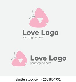 Love Logo Design Flat Pink