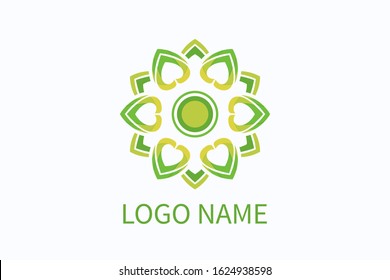 love logo design from heart icon shape geometrical formation like flower and mandala. For boutique, fashion, health, community, business company. 