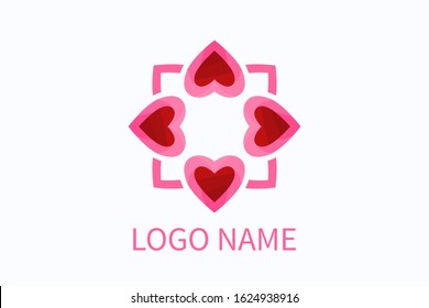 love logo design from heart icon shape geometrical formation like flower and mandala. For boutique, fashion, health, community, business company. 