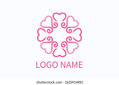love logo design from heart icon shape geometrical formation like flower and mandala. For boutique, fashion, health, community, business company. 