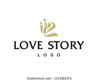 Love logo design. Romantic logo vector. Wedding symbol.