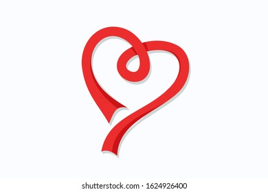 love logo design shape from line ribbon for health company, valentine event, wedding, business. 