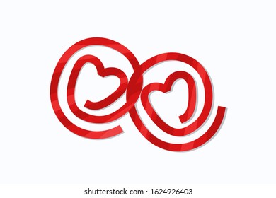 love logo design shape from line ribbon for health company, valentine event, wedding, business. shape like add alphabet.