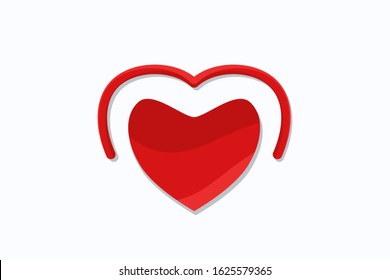 love logo design shape from line ribbon for health company, valentine event, wedding, business. 