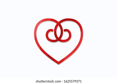 love logo design shape from line ribbon for health company, valentine event, wedding, business. 