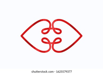 love logo design shape from line ribbon for health company, valentine event, wedding, business. 