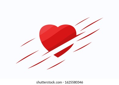 love logo design shape from line ribbon for health company, valentine event, wedding, business. slice heart. broken heart..