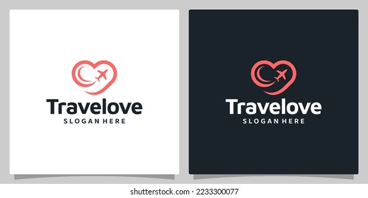 Love logo design template with Air travel graphic design. Travel vector illustration. Plane icon, symbol, creative.