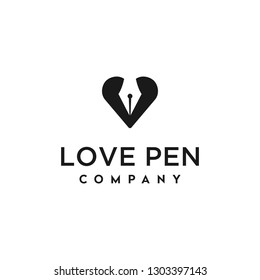 A love logo design template. Awesome a love with pen logo. A love with pen lineart logotype.