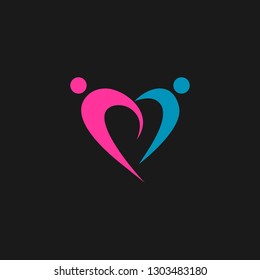 A love logo design template. Awesome a love with the family logo. A love with the family lineart logotype.