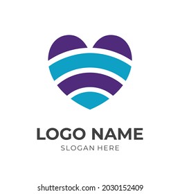 love logo design template concept vector with flat purple and blue color style