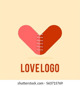 love logo design template red pink in yellow calm background
