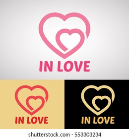 In Love Logo Design for Valentine Day, Lovers, Swain, Sweetheart, Wedding, Engage or Use in Medical and Healthy Business, etc. Vector Logo Template.