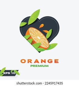 Love logo design vector with fresh orange slices