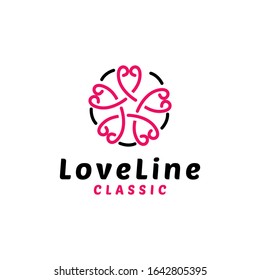 Love logo design vector template with line Concept style.