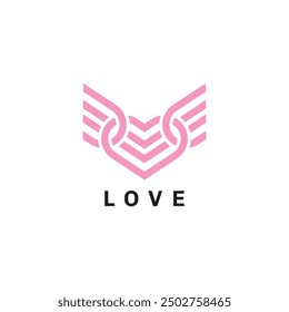 Love logo design vector with wing  modern unique style