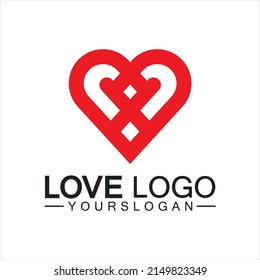 Love logo design vector,geometric hearth logo vector, linear love vector logo concept,Heart shape logo design-Vector
