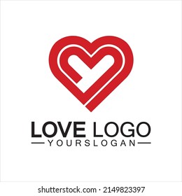 Love logo design vector,geometric hearth logo vector, linear love vector logo concept,Heart shape logo design-Vector