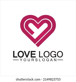 Love logo design vector,geometric hearth logo vector, linear love vector logo concept,Heart shape logo design-Vector