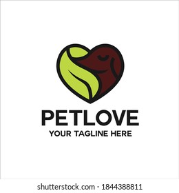 love logo with dog and leaf pattern