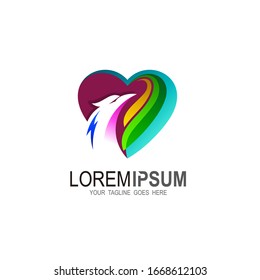 love logo with eagle design template, Abstract icon, wing logos