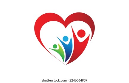 love logo in the family, charity icon, human logo with love