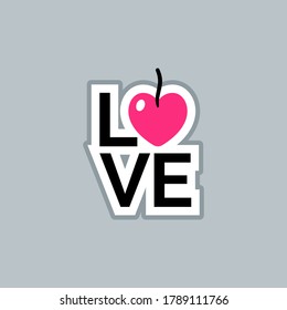 LOVE logo. Flat design element for greeting cards Valentines Day, Mothers Day, posters, banners, t-shirt, web. Font type Vector illustration