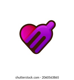 Logotipo de amor y combinación de diseño de horquilla, icono de restaurante